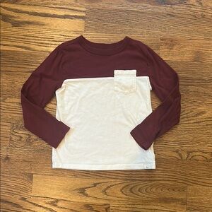 EUC GAP Kids Long Sleeve Burgundy and Cream Tee; S